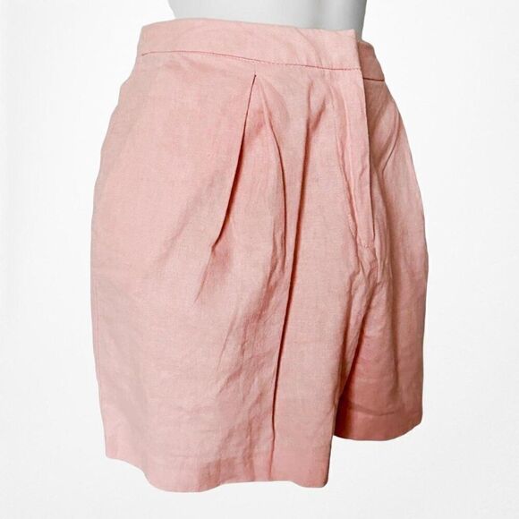 ASOS Pastel Pink Pleated High Waisted Casual Linen Summer Shorts Size 0/XS/S - Picture 5 of 6